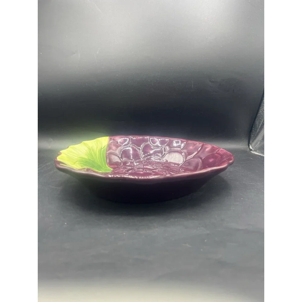 Plentiful Pantry 2006 Grape Stoneware Serving Baking Bowl Dish Purple 10”